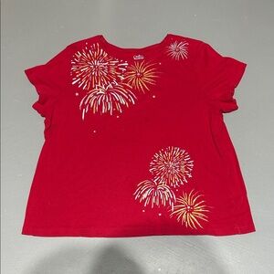 Croft & Barrow Red Firework Patriotic Shirt (Women’s XXL)